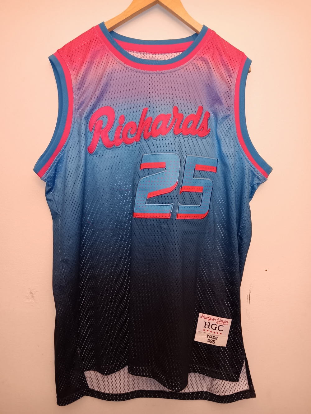 Dwayne Wade HS Basketball Jersey in Pink and Blue - #25